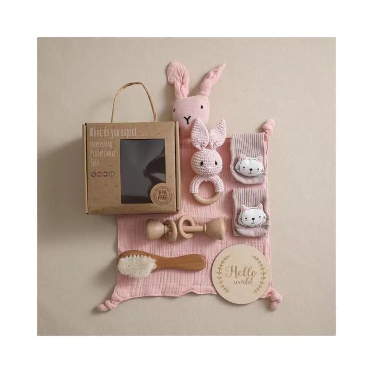 Unique Baby Gift Set Newborn Shower Keepsake Muslin Baby Bibs Socks Swaddle Blanket Cotton Bamboo Blend Anti-Static Wearable