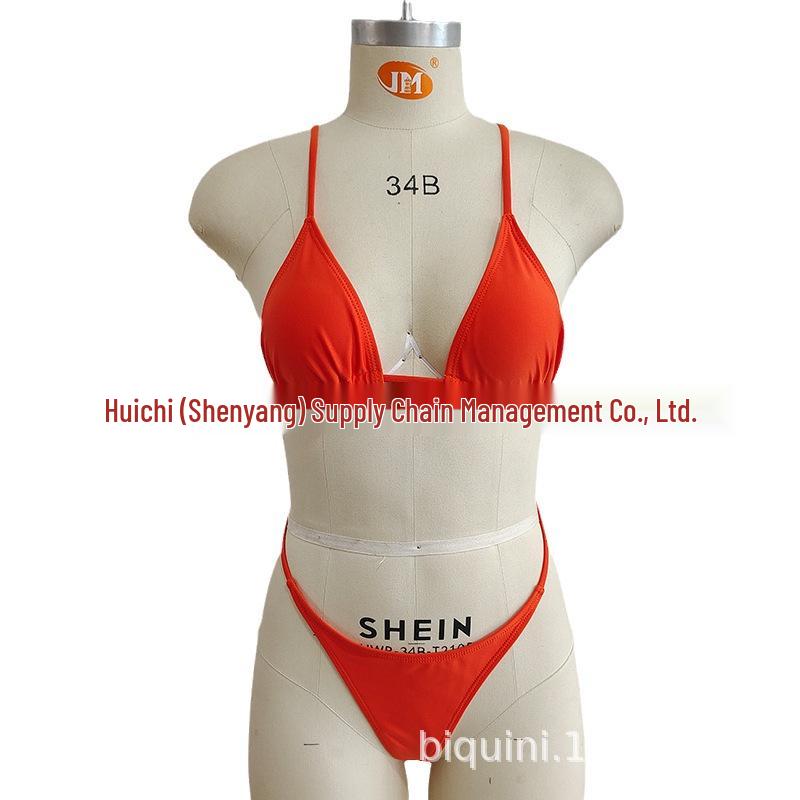 European & American Sexy Split Swimsuit - Women's Solid Color Bikini
