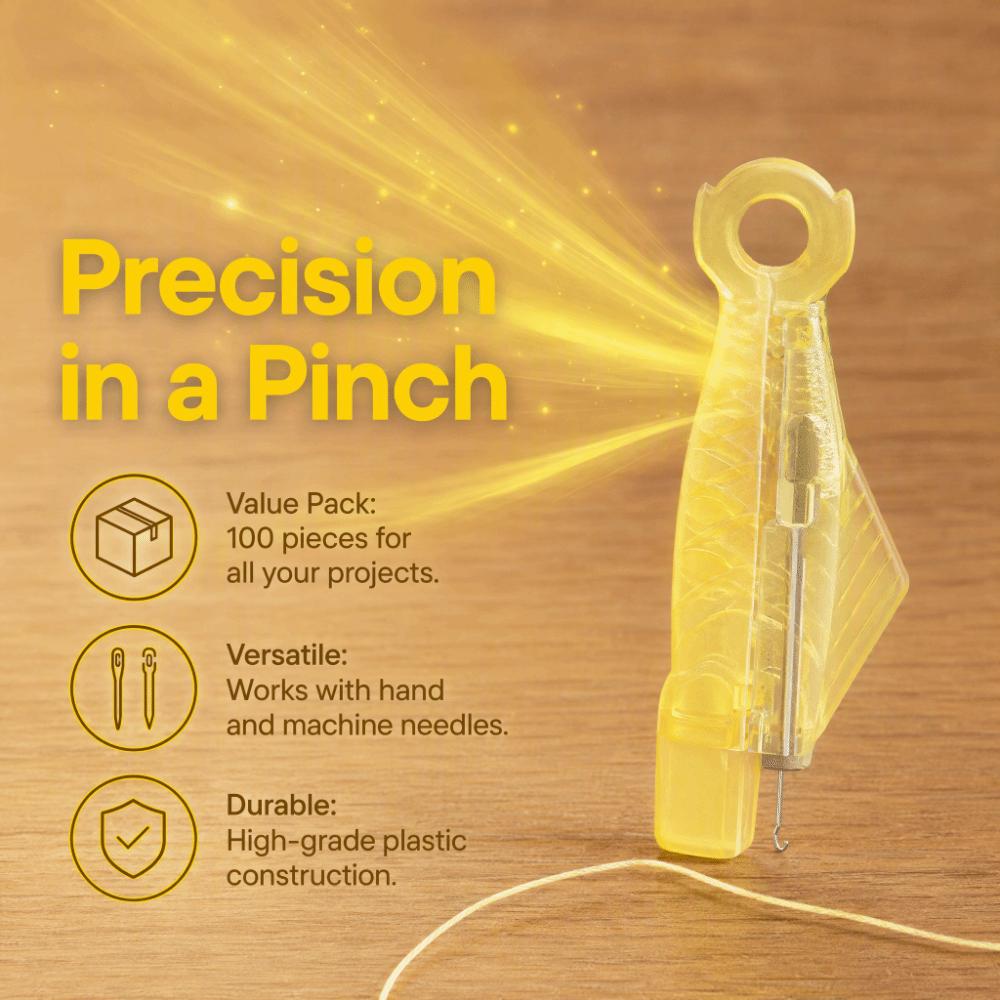 100Pcs Fish Mouth Design Fish Needle Threader Yellow Sewing Machine Threader Hand Sewing