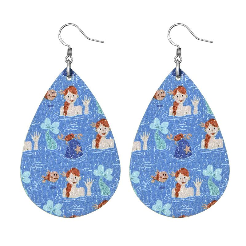 Summer Fashion Lightweight Faux Leather Earrings for Women Fruit Leaf Beach Teardrop Drop Dangle Earrings Jewelry Gift Wholesale