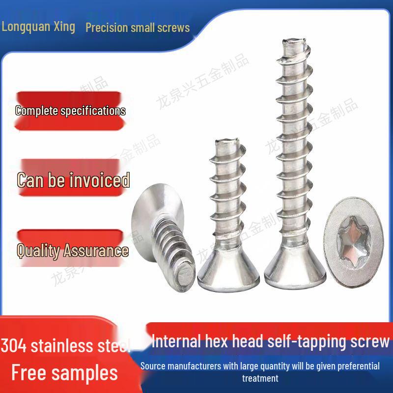 304 Stainless Steel Countersunk Hex Flat Head Self-Tapping Screws KB1.4-M3