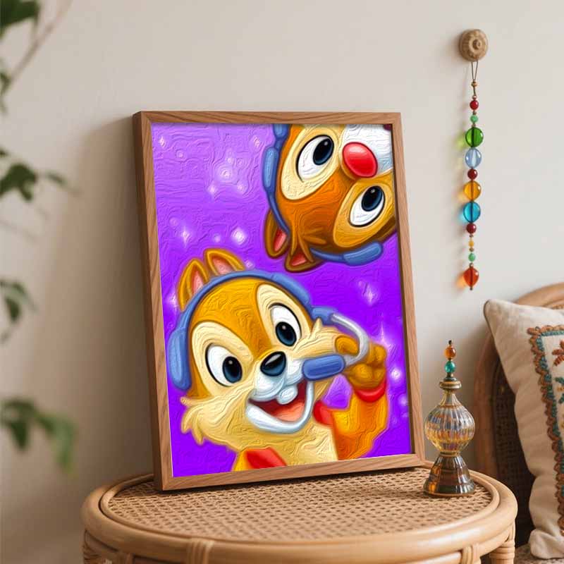 Disney Chip n Dale digital oil painting art kit DIY handmade home decoration gift