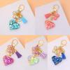Sequins Filled Resin Heart Keyring Creative Car Key Chain Butterfly Keychain Bag Charm Keychain Hanging Ornament