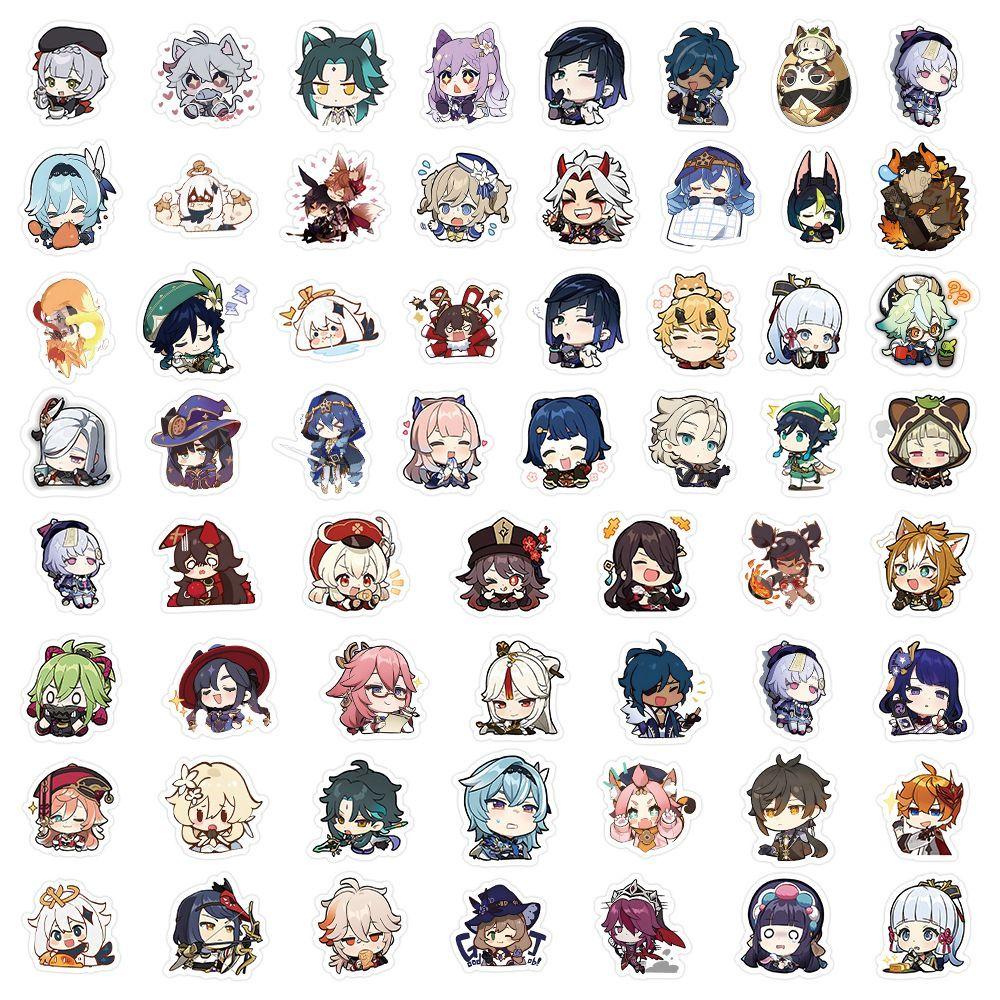 120ks nálepek s postavou Genshin Impact, periferní dekorace s motivem karikatury pro svépomocné obaly na mobilní telefony a plánovače – vodotěsné nálepky