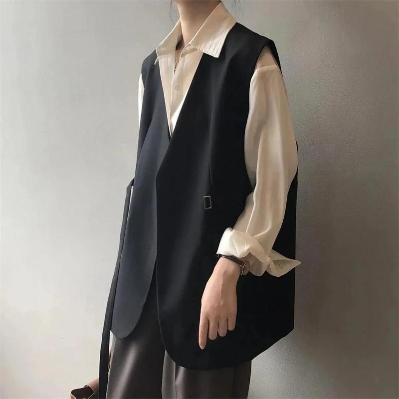 Women's Blazer Vest Coat Spring Autumn Loose Comfortable Suit Waistcoat Sleeveless High End Ladies Jacket