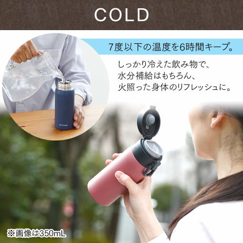 IRIS OHYAMA SB-O600M 600ml Vacuum Insulated Water Bottle, Keeps Water Cold or Hot for 6 Hours, One-Touch Mug Bottle, Metallic Gray