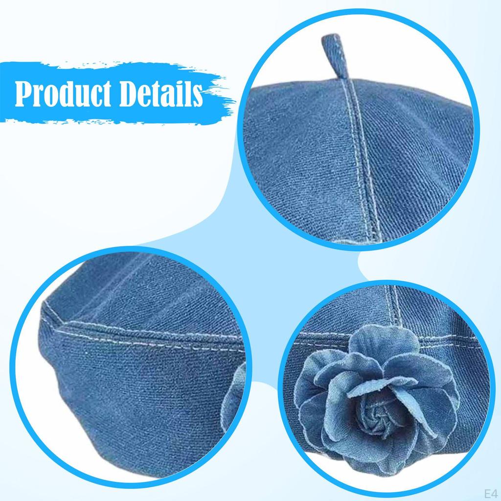 Hat Women Denim Cap Painter Beanie Headwear Comfortable Adjustable Drawstring Artistic
