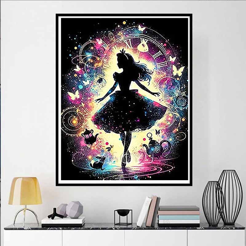 Disney 5D DIY Diamond Painting Decoration Alice In Wonderland Illustration Diamond Embroidery Rhinestone Cross Stitch Set Handmade
