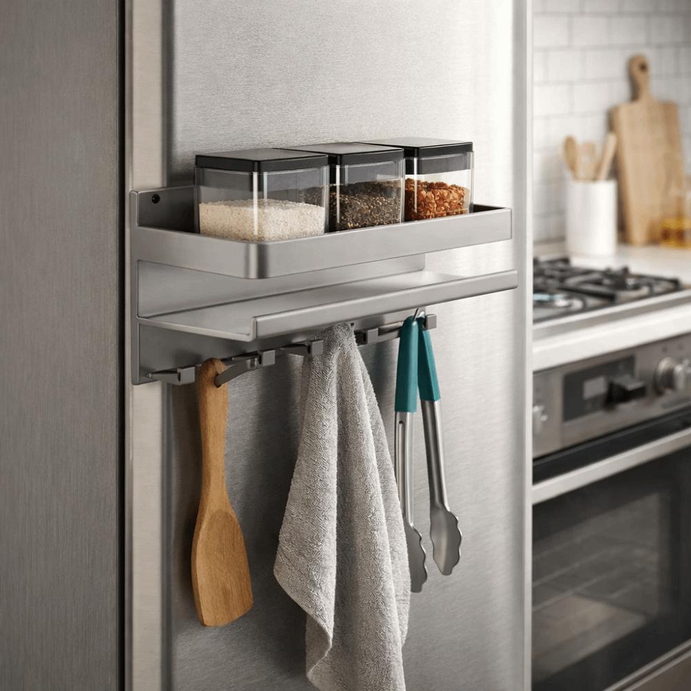 Punch Free Refrigerator Side Storage Rack Carbon Steel Spice Rack  Living Room