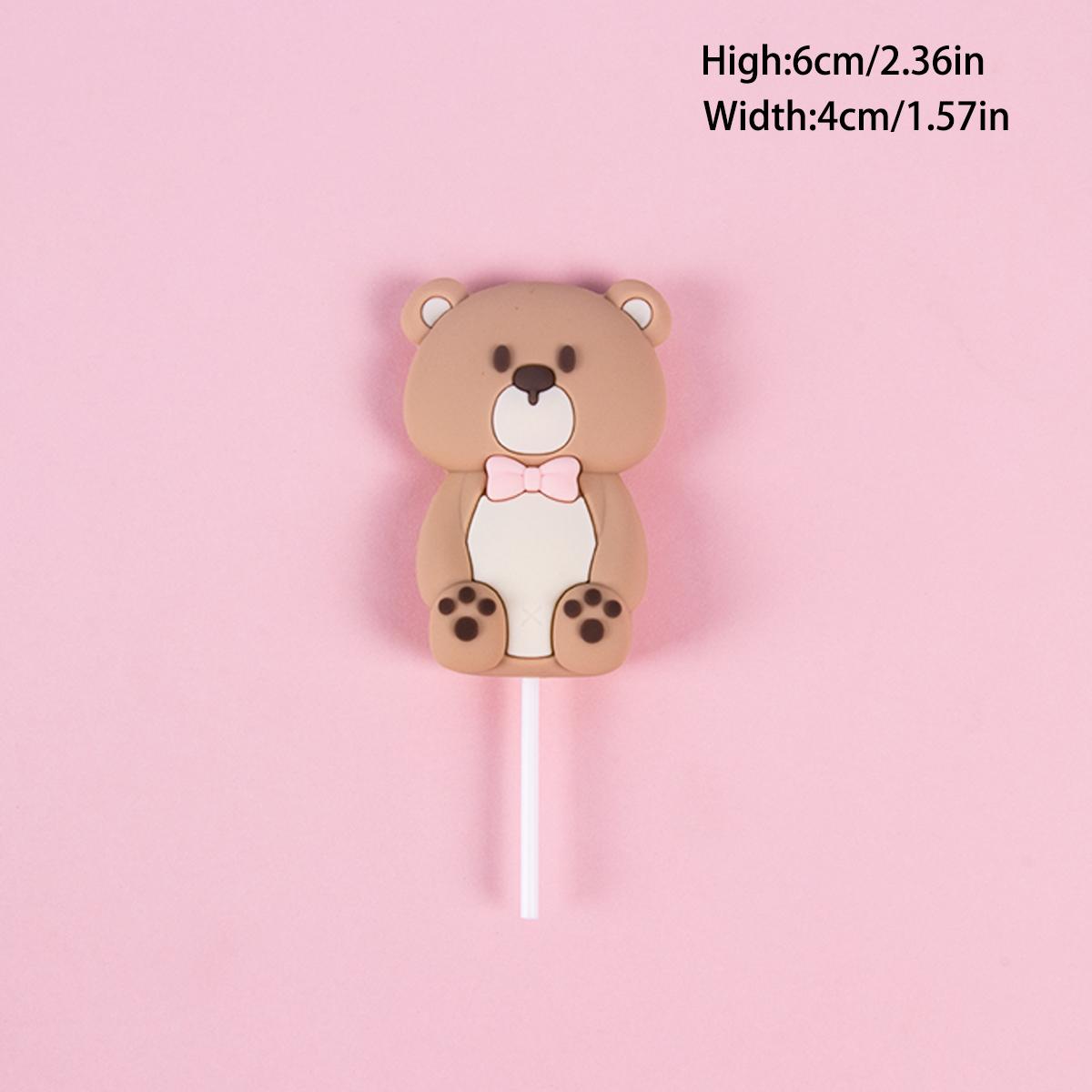 

Bear Cake Toppers 3D Bear doll Pink Blue cake Decoration for Boy Girl Baby Shower Happy First one Birthday Party Gender Reveals