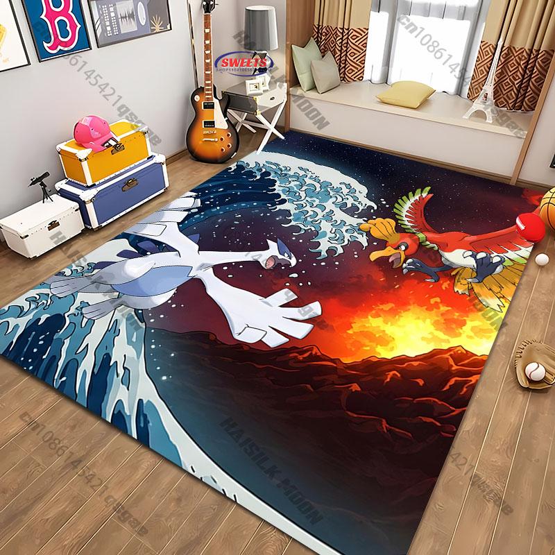 Ukiyo-e style Pokemon theme Carpet New Release! Rug for Living Room Bedroom,Office Areas,Durable Machine Washable Mat great gift