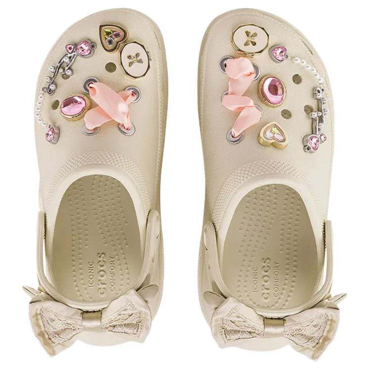 Crocs Elegant Fashion Dreamy Floral Puff Clogs Women Clogs Beige 211534-2Y2