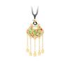 5D Gold Craft Lotus Peace Lock Tassel Pendant Necklace for Hanfu