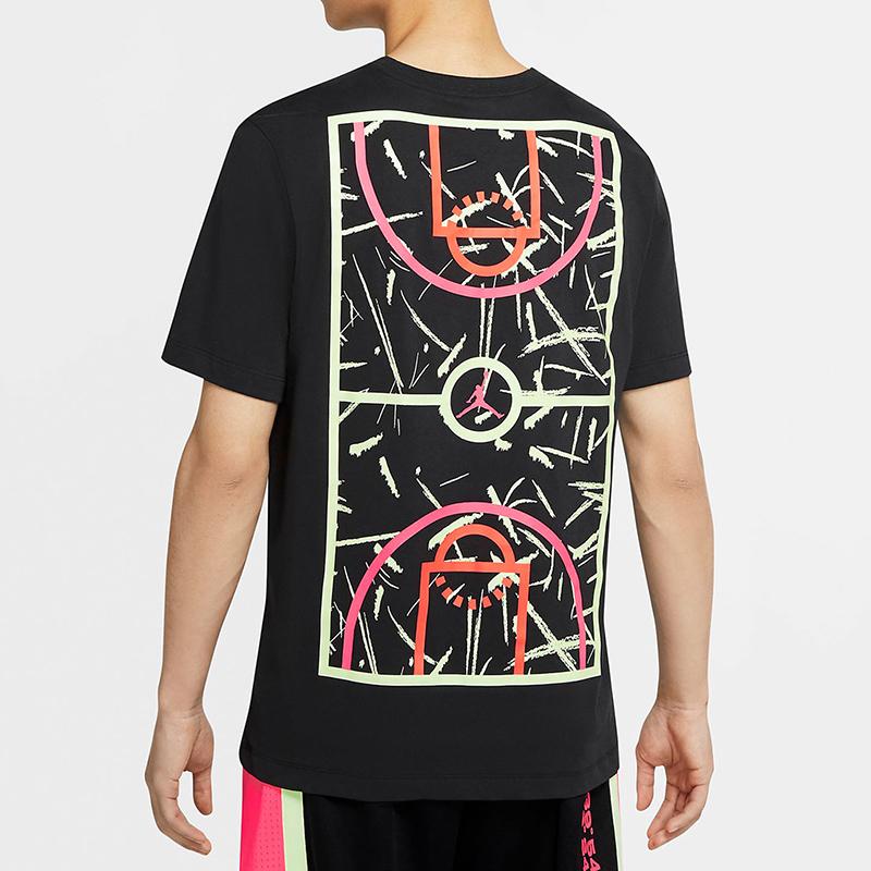Jordan Glow-In-The-Dark Graffiti Basketball Short-Sleeve T-Shirt Men Tops Black CW7087-010