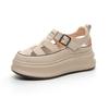 Leather Bag Head Roman Sandals Summer New Thick-soled Muffin Hollow Hole Leisure Sports