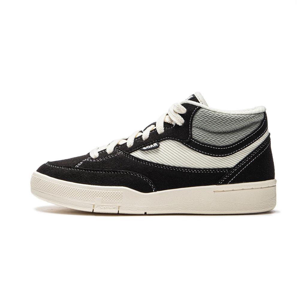 Li Ning Slip Resistant, Abrasion Resistant, Impact Resistant Mid Top Skateboard Shoes Women's White Black AECU036-2