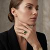 925 Silver Gold Plated Malachite Heart Ring Women Diamond Accent Jewelry Gift