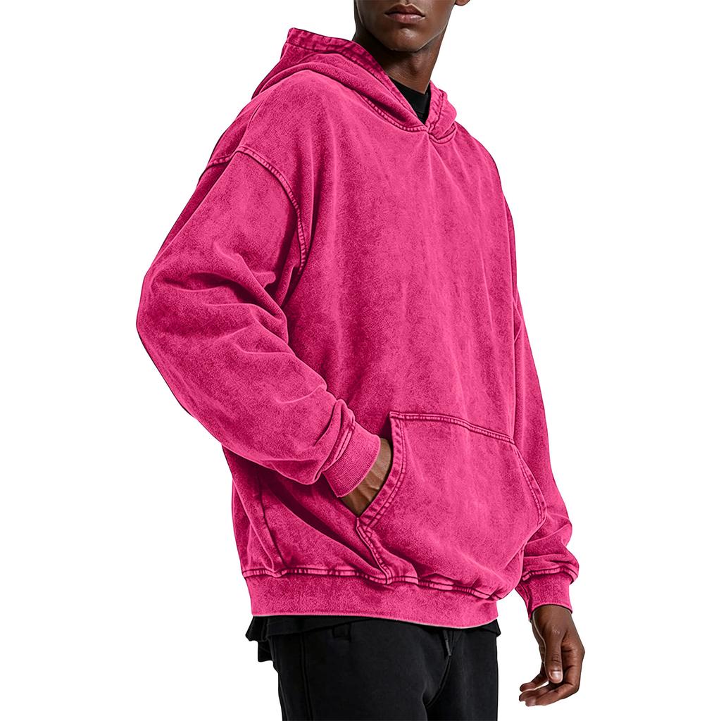 Men's Vintage Cotton Hoodie with Pockets - Casual Comfortable Pullover Sweatshirt for Everyday Wear