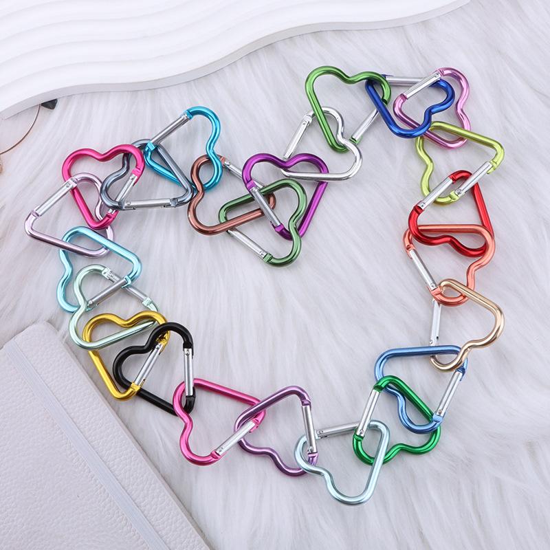 Heart-shaped Aluminum Carabiner Keychain Clip Outdoor Tools Water Bottle Keyring Hook Climbing Camping Travel Kit Hook Accessory