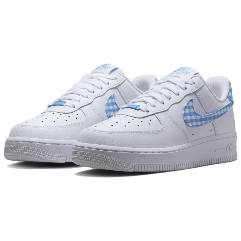 Nike Air Force 1 Low '07 Essential White University Blue Gingham Women's Sneakers DZ2784-100