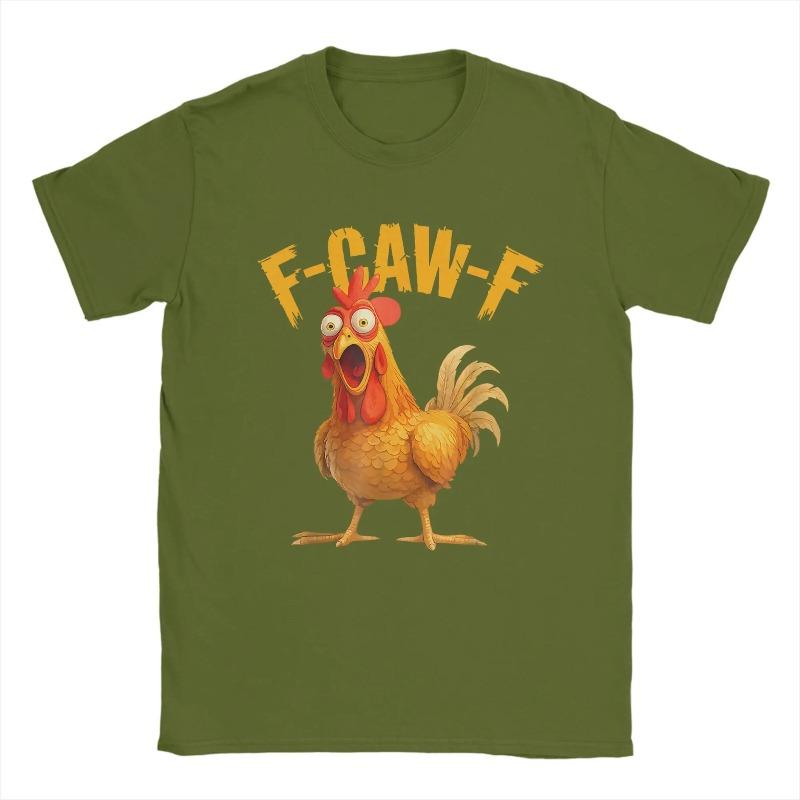 

Cotton Funny F Caw F Chicken FCAWF Chicken T-Shirt Men Funny Tee Shirt Crew Neck Short Sleeve T Shirts Idea Clothes M армія зелений колір