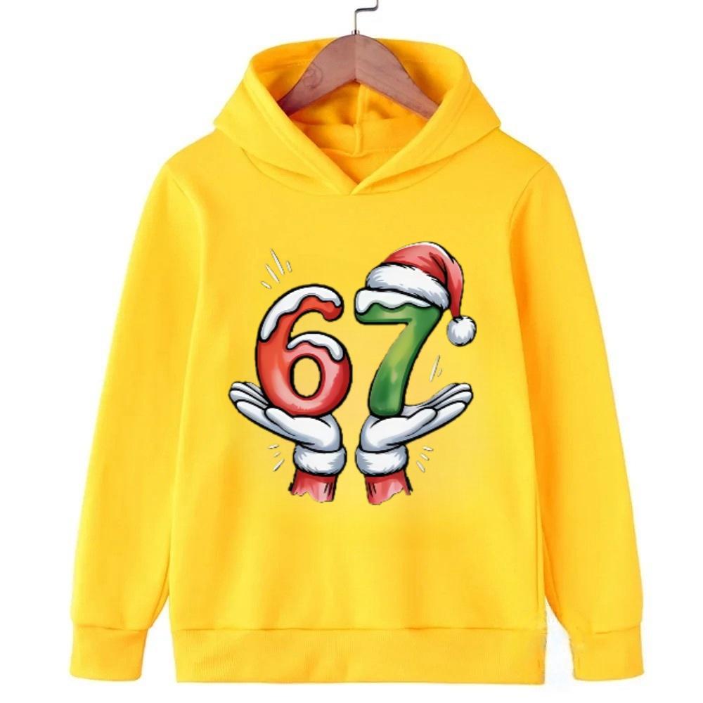 Viral "67 Vibe" Warm Kids Hoodie Toddler Hooded Sweatshirt for Boys Girls Fashionable Funny Children's Sweatshirt Christmas Gift