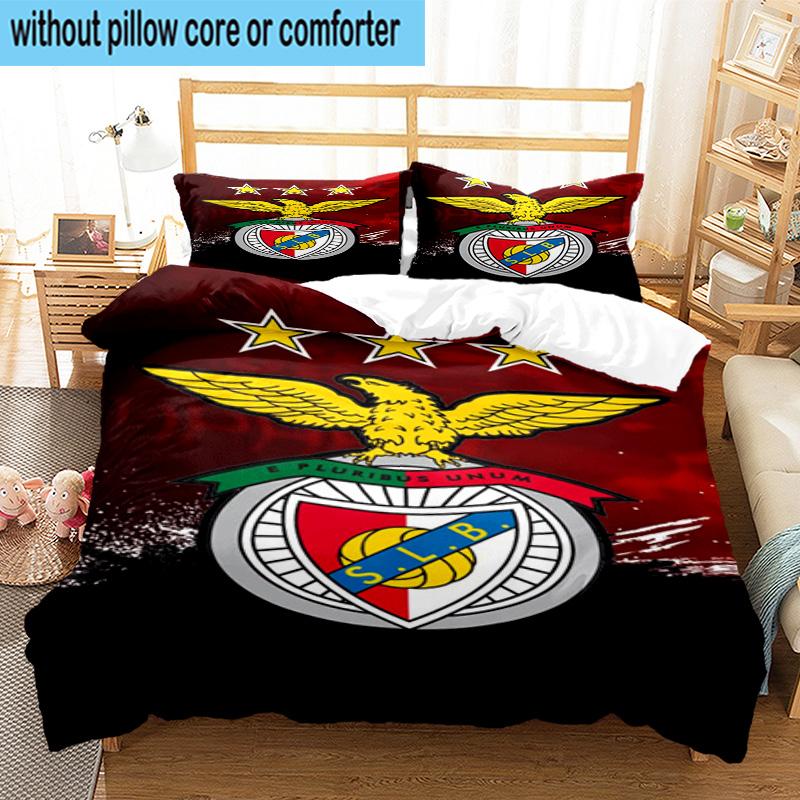 Set Biancheria da Letto Stampato 3 Pezzi Club di Calcio Benfica Chiusura Copripiumino Include 1 Copripiumino & 2 Federe Set Biancheria da Letto Decorazioni per la Casa Regali
