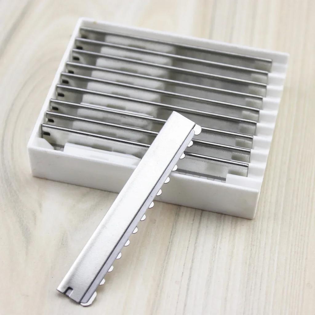 10pcs Safety Hair Shaving Blades Barber Stainless Steel Hairdressing Trimmer Thinning Cutting Blade Salon Hair Knife Razor Blade