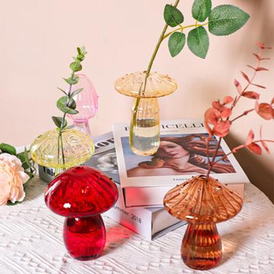 Colourful Mushroom Vase Plant Glass Plant Bud Vase Decoration Garden Glass Aromatherapy Vase Living Room Desktop Combination