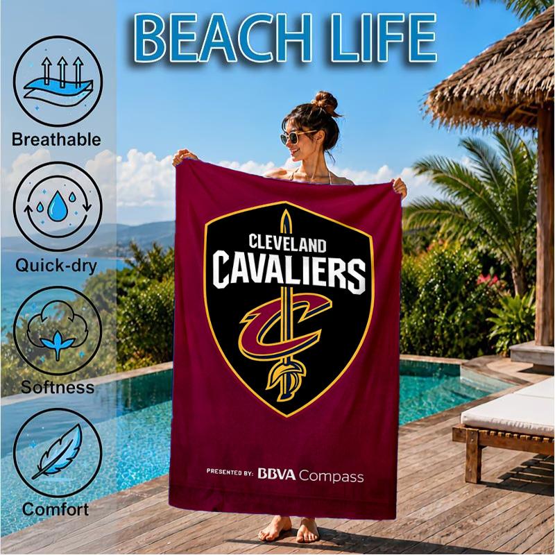 Football Cavaliers Logo Beach Towel, Microfiber Beach Towel, Perfect For Pool, Beach, Travel, Home Decor Beach Party Fan Gifts