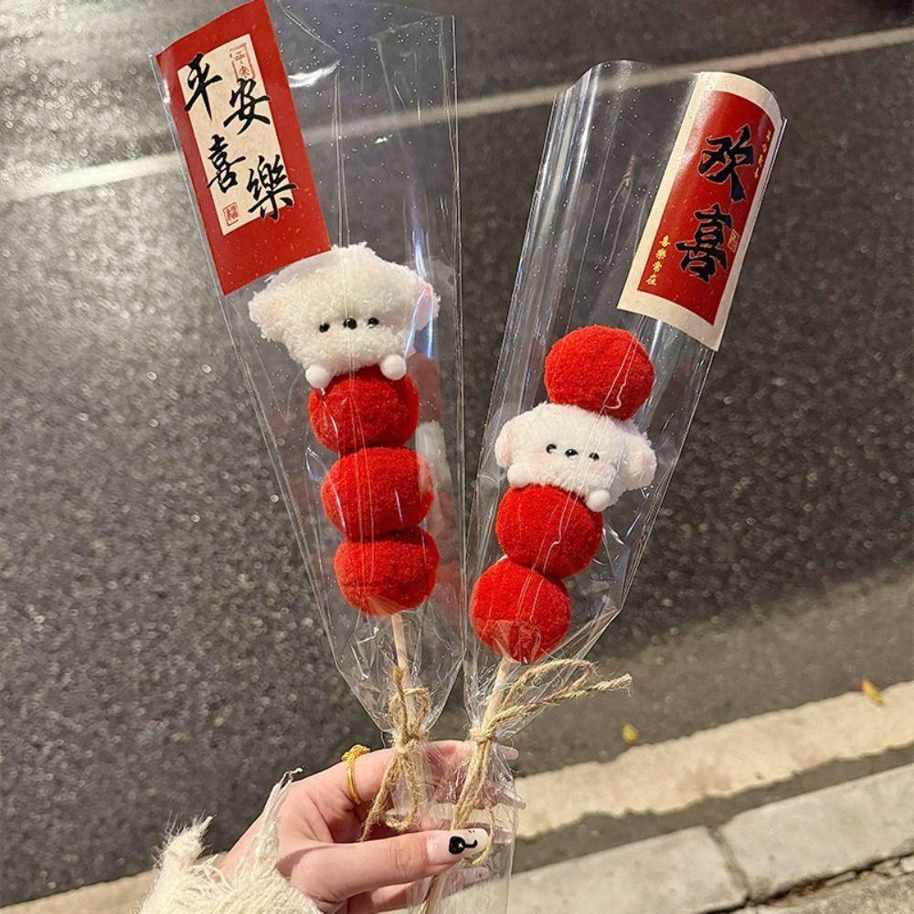 3pcs Cute Doll Bouquet Creative Diy Material Bag Plush Tomatoes on Sticks Valentine's Day