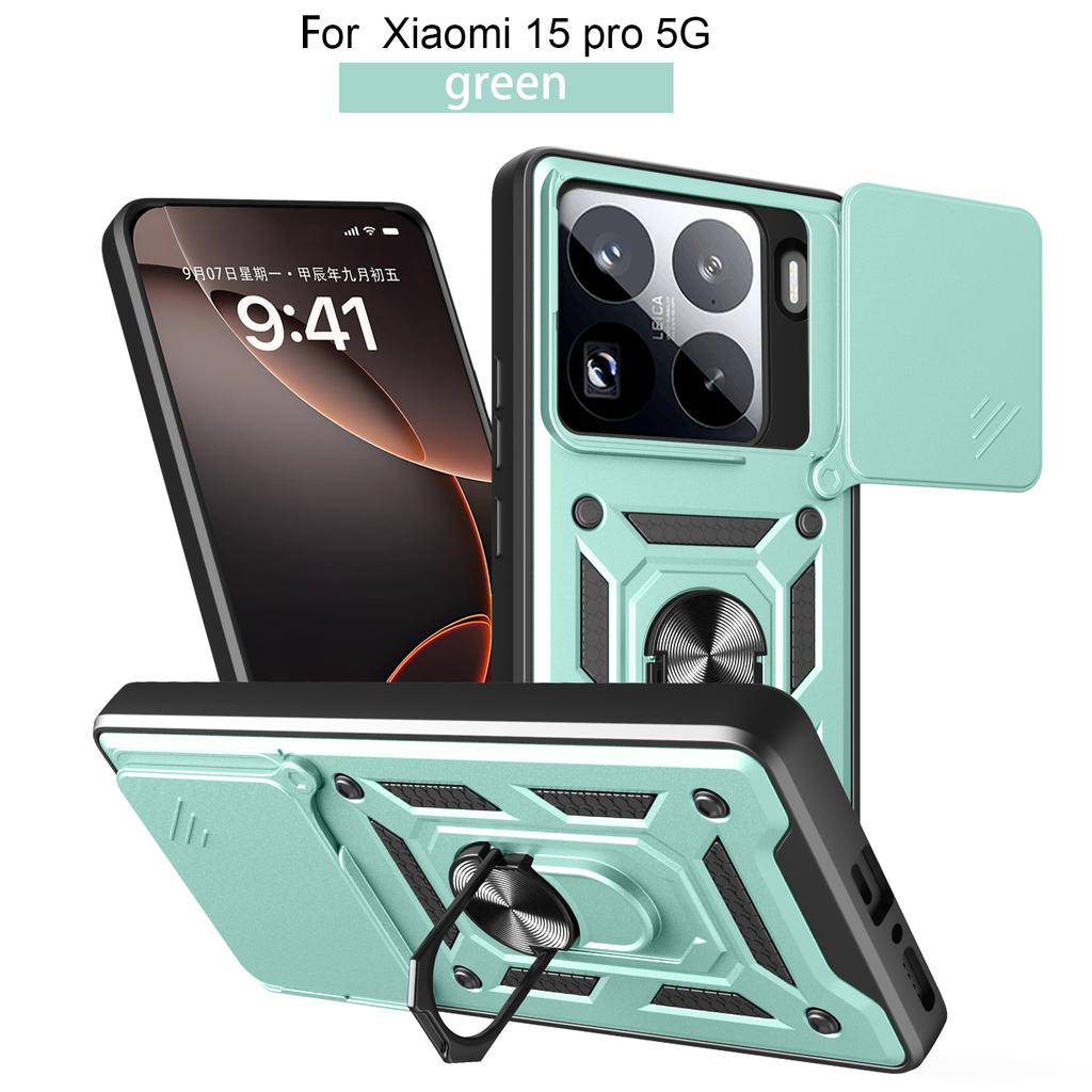 Pour Xiaomi 15 Pro Coque Xiaomi 14 Pro Housse Mi 13 Pro Mi 15 Support Anneau Magnétique Coque Armure Téléphone Glissière Protection Caméra Housse Arrière