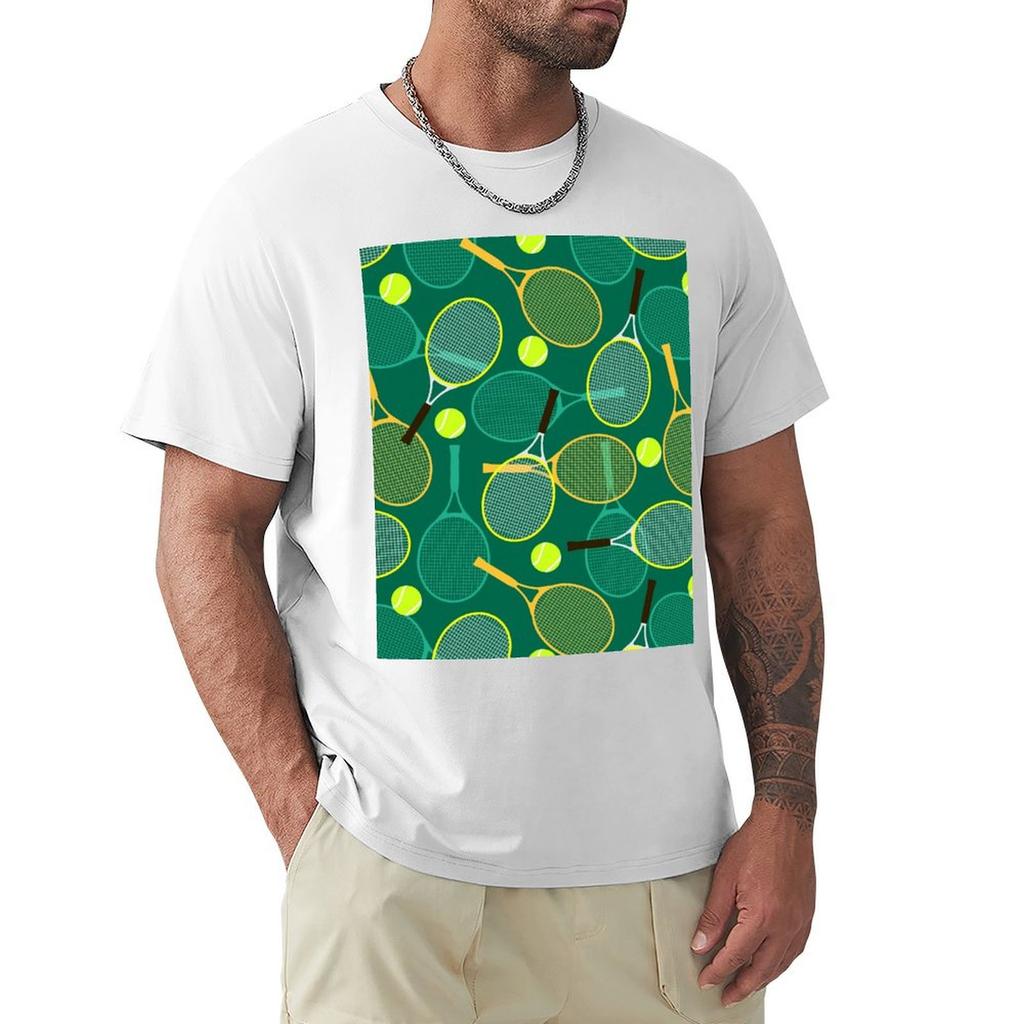 Tennis Racket And Ball Tshirt Plus Size Workout Short Sleeve Top