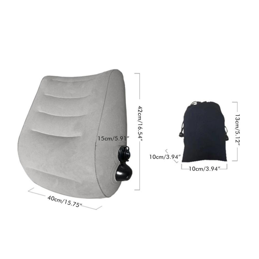 PVC Liner Inflatable Lumbar Pillow Soft Flocking Air Waist Support Lumbar Back Pad Road Travel