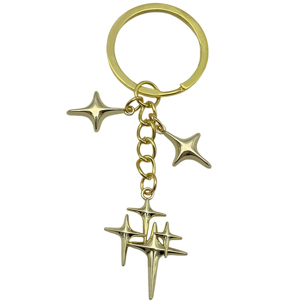 Trendy Four-Point Star & Moon Keychain Pendant: Simple Bag Decoration