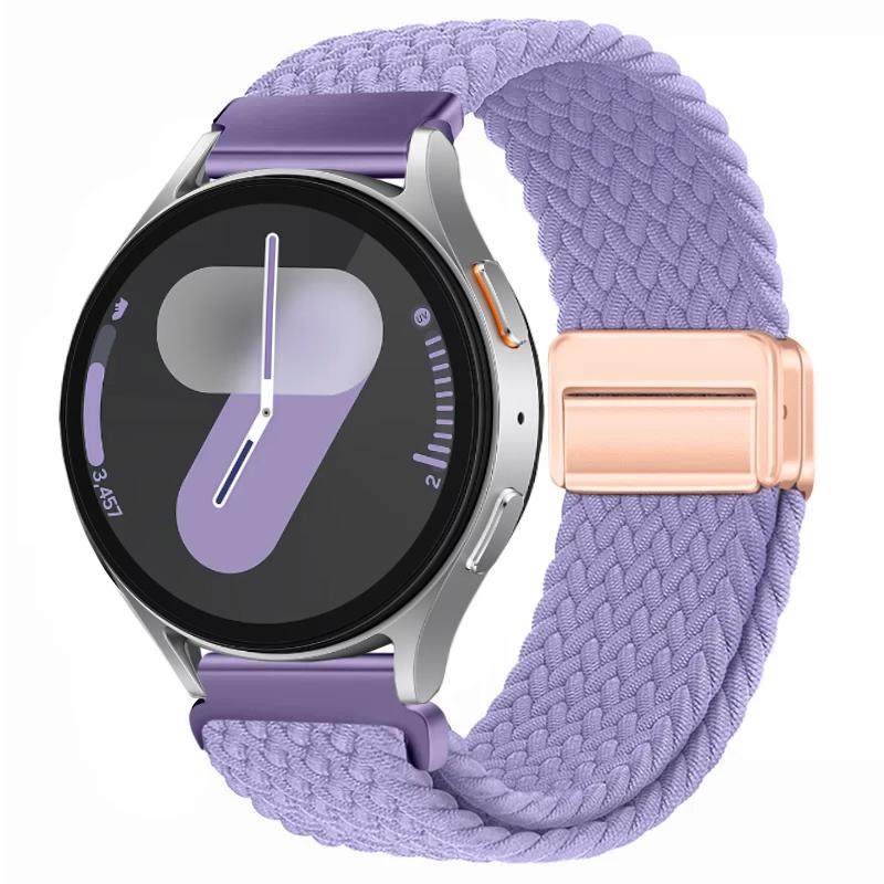 

20 мм 22 мм плетеный нейлоновый ремешок для Samsung Galaxy Watch 7 магнитный браслет ремешок для Huawei Watch 3/4/GT4 Pro Amazfit GTR4 ремешок 20mm width лавандовый