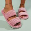 Women's Winter Warm Fuzzy Maternity Slippers, Open Toe Slip On House Shoes, Thick Sole Soft Plush Indoor Outdoor Slides