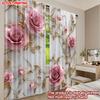 Set Of 2 Elegant Luxury Rose Gold Curtains Pink Roses Golden Vines Marble Background Living Room Decor Curtain Polyester Ideal For