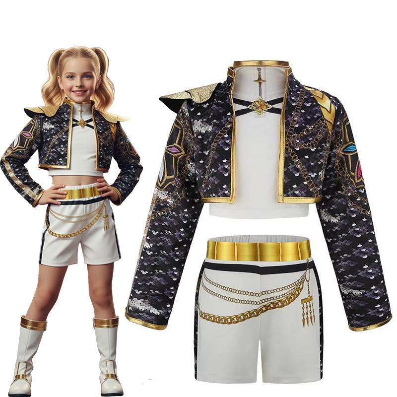 Girl Group Stage Performance Costume pop Music Dance Outfit Printed Jacket Crop Top Shorts Party Cosplay Suit