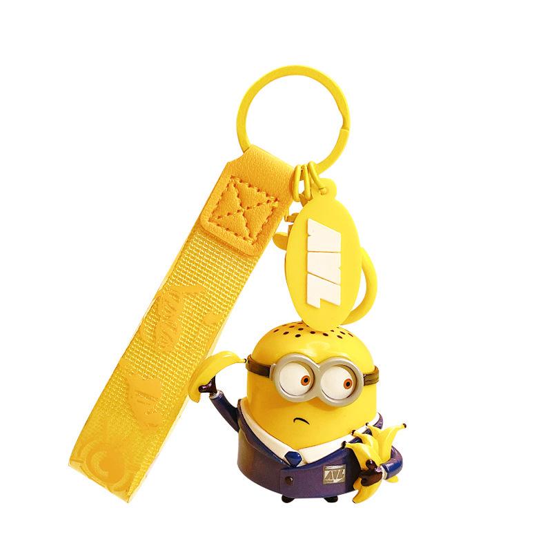 Minion Agent Keychain: Cute Cartoon Couple Keyring and Backpack Pendant Gift