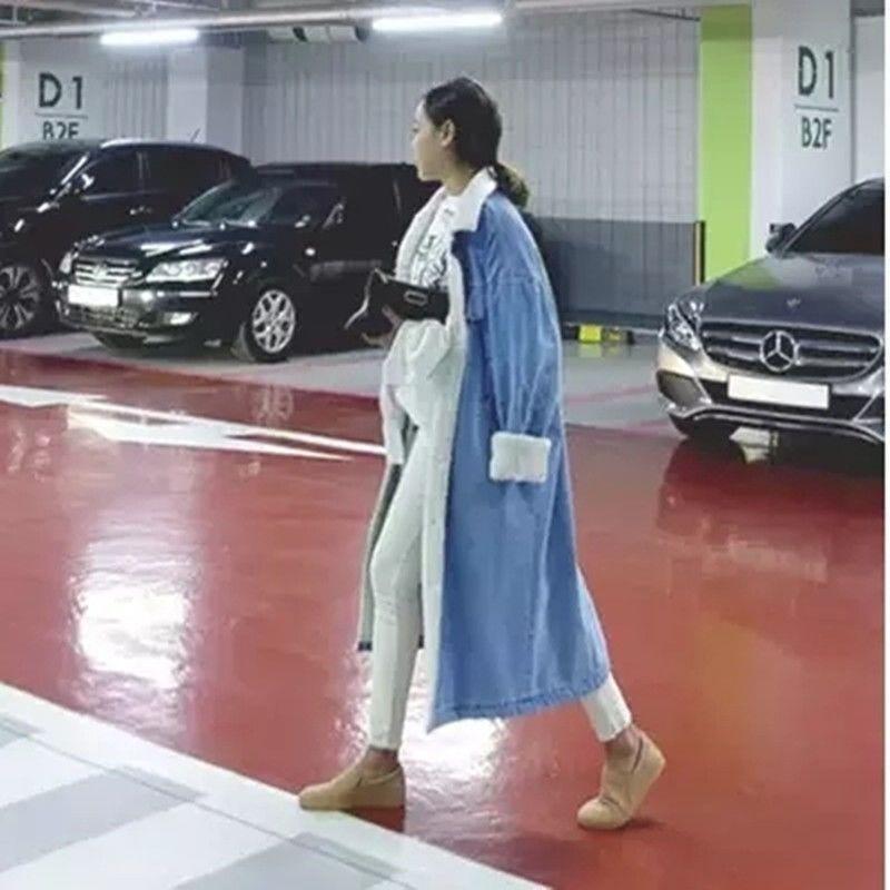 

Осень и зима, новая корейская версия хлопковой куртки, свободная и толстая прямая куртка из 100 хлопка, ковбойское кашемировое пальто XXL