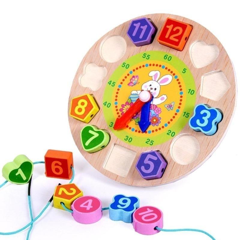 Simingyou 4 Modele Puzzle 1 Bucată Animal Desene Animate Jucărie Educativă Ceas Digital din Lemn pentru Copii