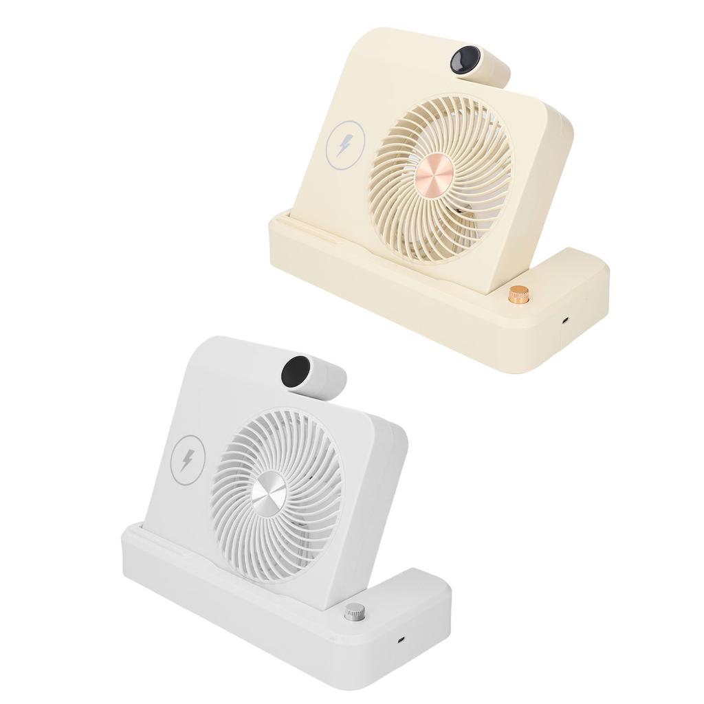 Desk Fan with Wireless Charging Station 100 Gears Adjustable Folding Quiet Small Portable Fan for Mo