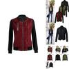 Stylish Womens Classic Padded Bomber Jacket Vintage Zip Biker Coat Long Sleeves