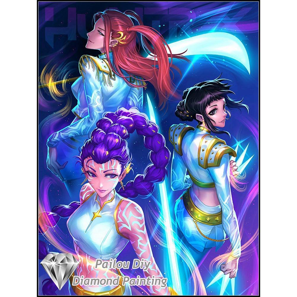 Kpop Dämonenjäger Sajaboys Film 5D Diamant Malerei Sets Cartoon Mädchen Rumi Mira Zoey Kunst Kreuzstich Mosaik Raumdeko