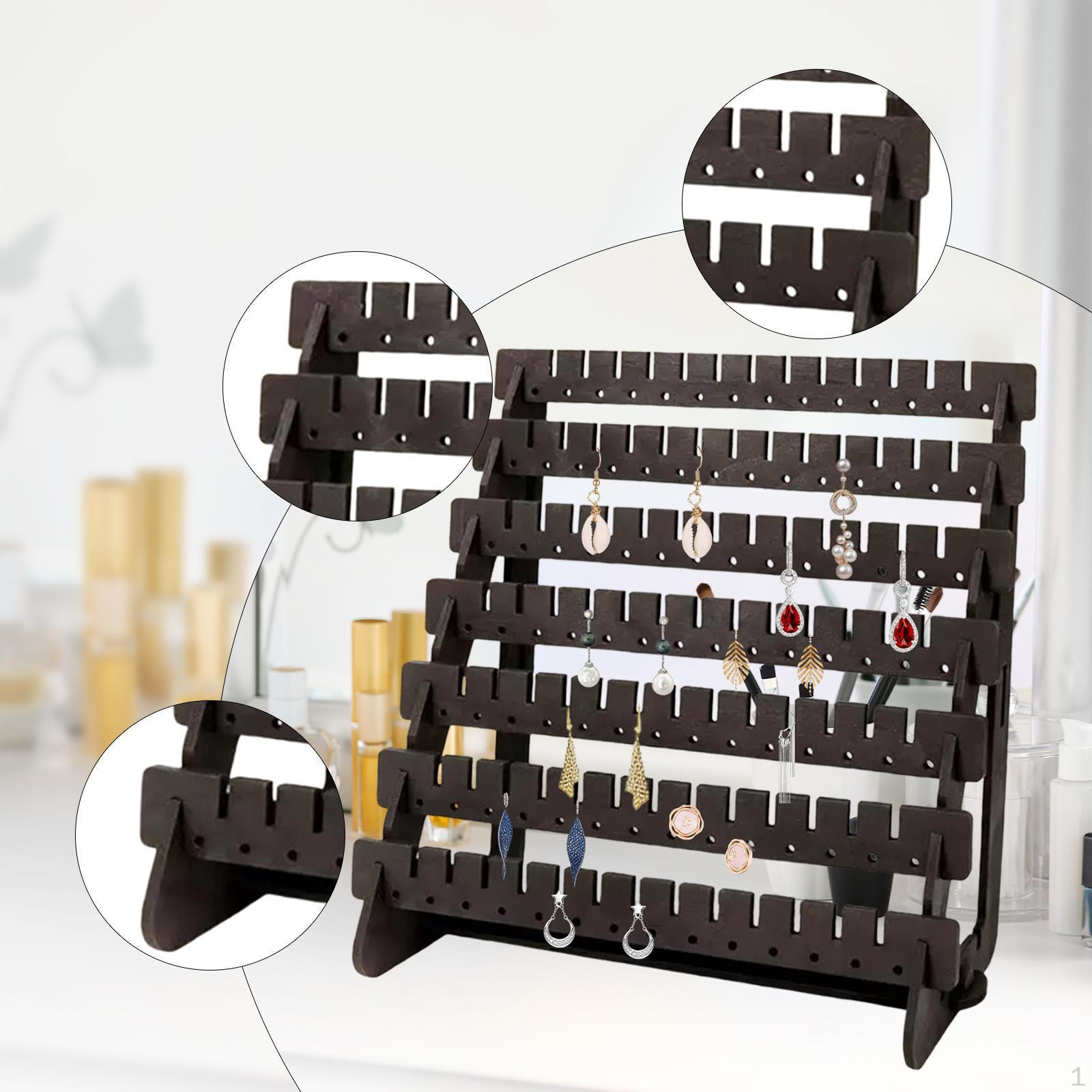 

Earring Holder Stand Wood Jewelry Organizer Multifunctional for Home Showcase Shows коричневий