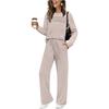 QICED Women's  Long Sleeve Round Neck Two Piece Set Fashion Casual Pants Suits