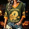 I'M Women's Fashion Casual Halloween Printed V-Neck Short Sleeve T-Shirt
