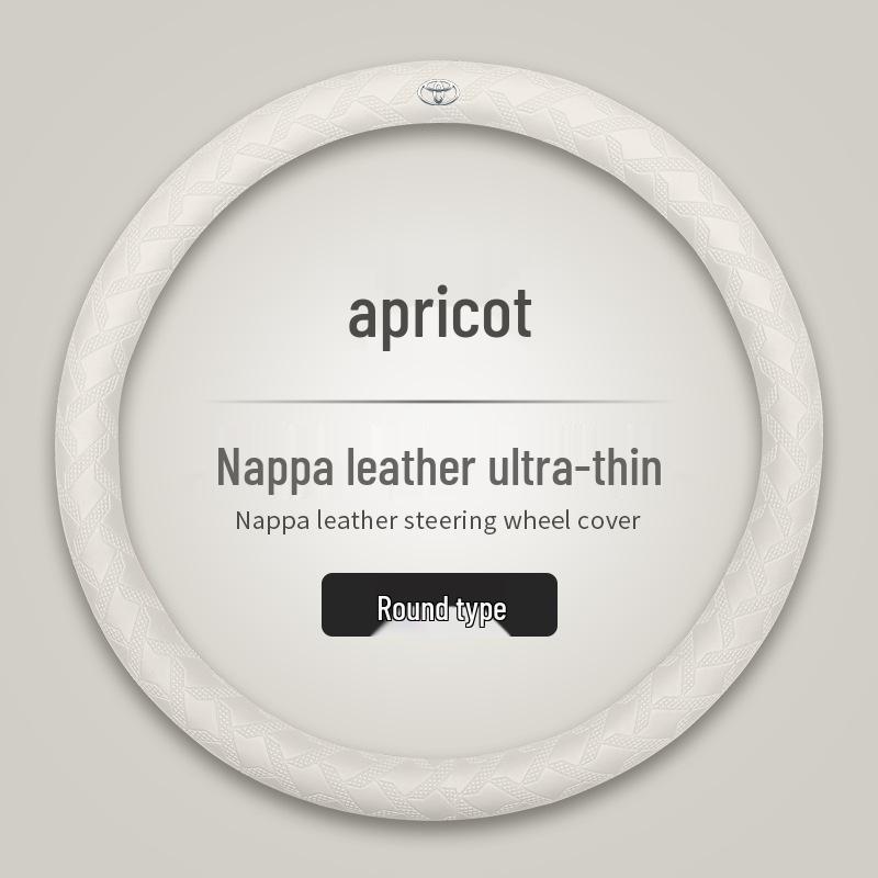 Toyota Nappa Leather Texture Steering Wheel Cover, 3D Non-slip, Sweat-absorbent, Wear-resistant, Ultra-thin Design.