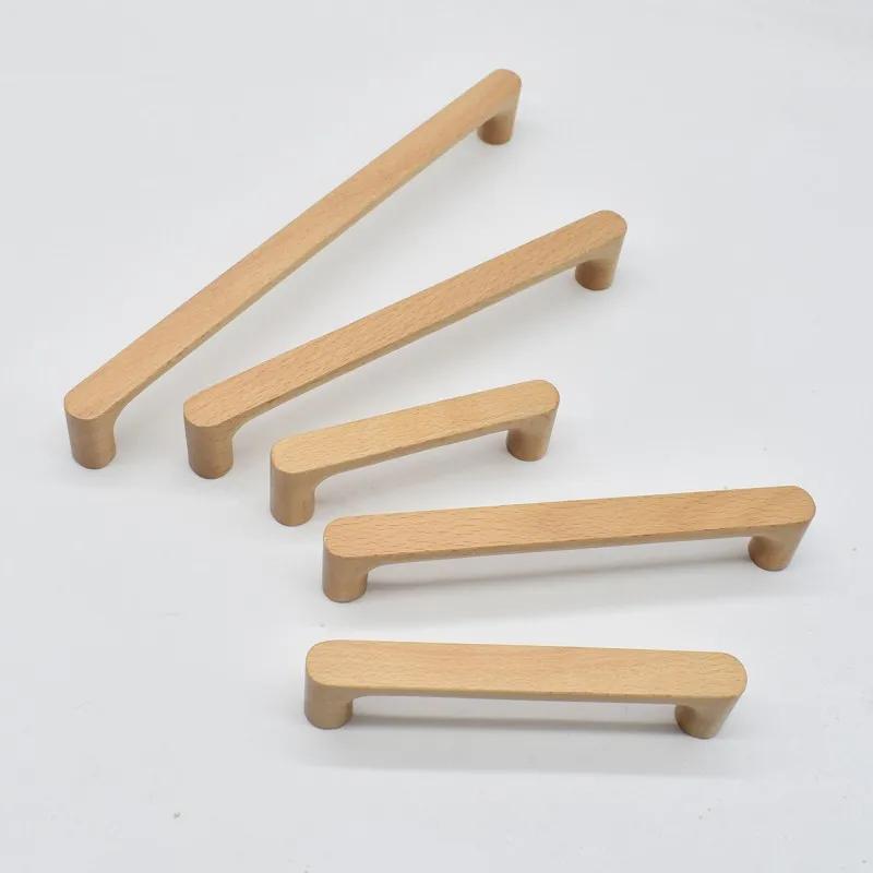 Nordic Wooden Cabinet Handle Cupboard Door Knob and Handle Kitchen Drawer Pulls Wardrobe Door Handles for Furniture Hardware